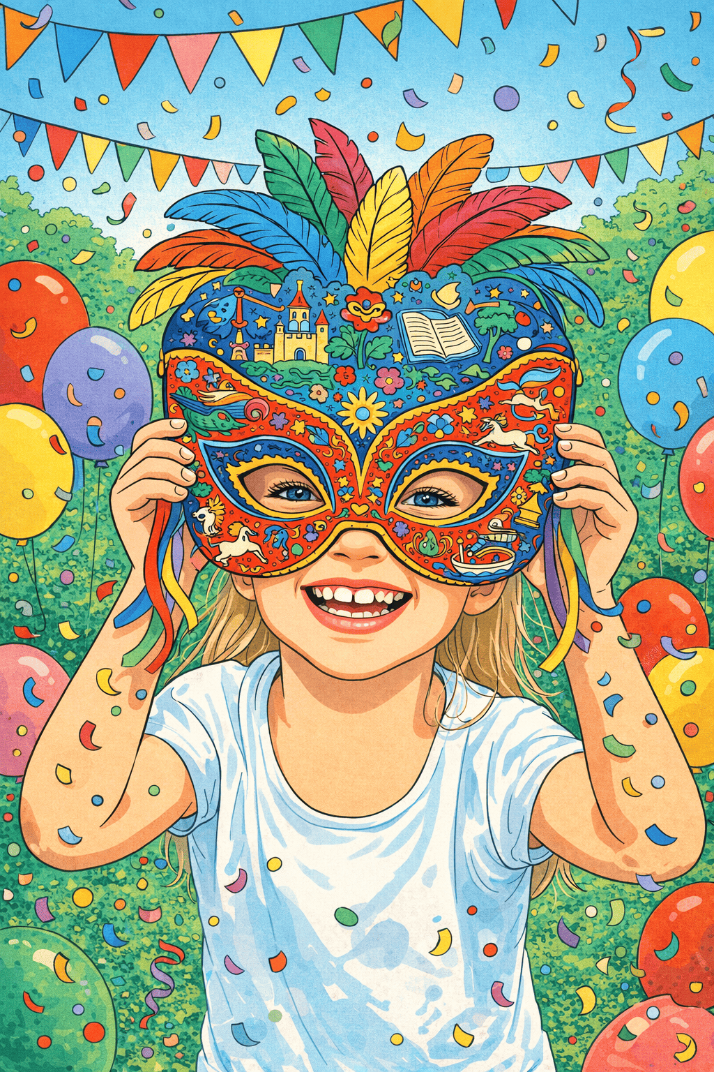 Illustration for Carnival mask full of stories