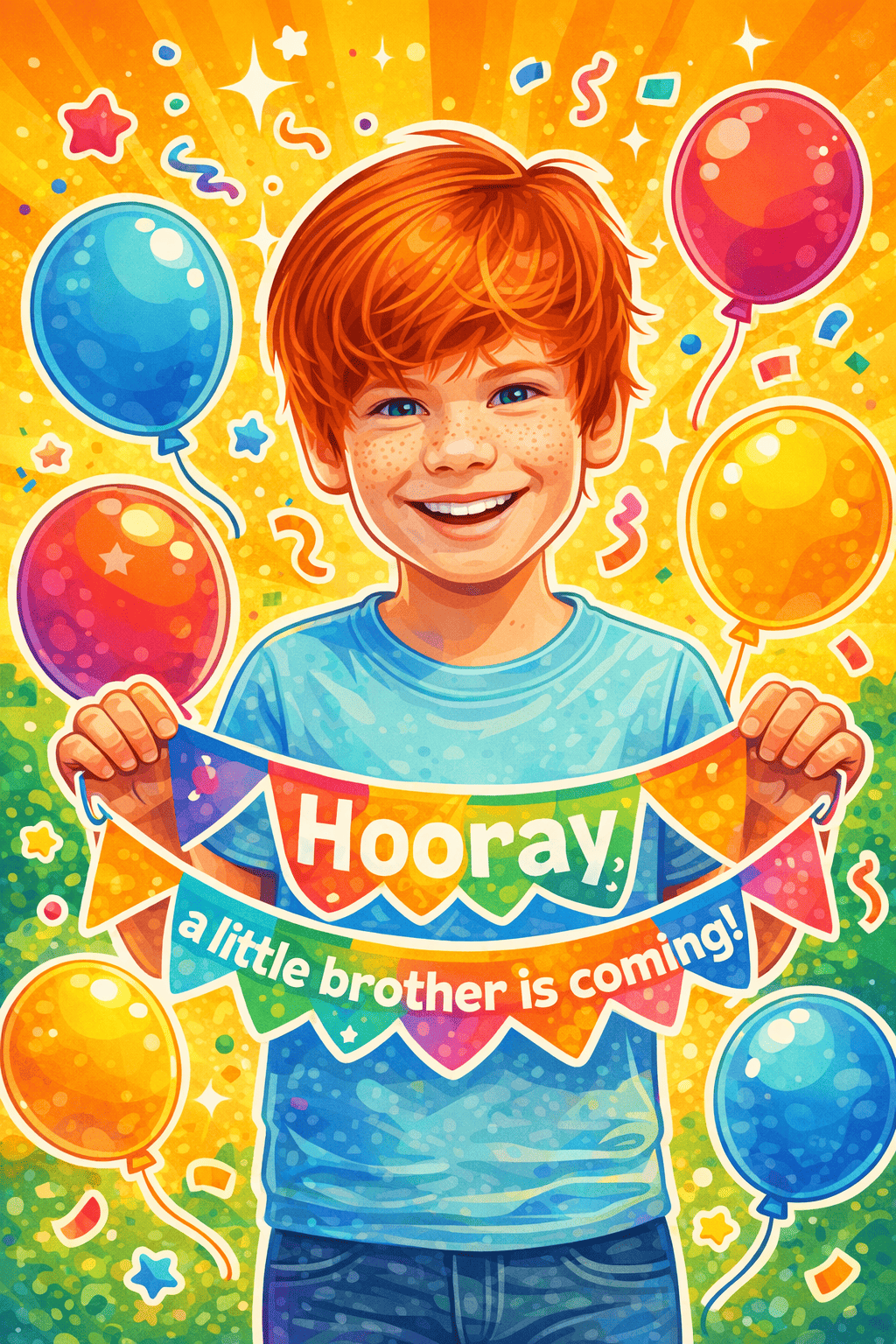 Illustration for Hooray   a little brother is coming!